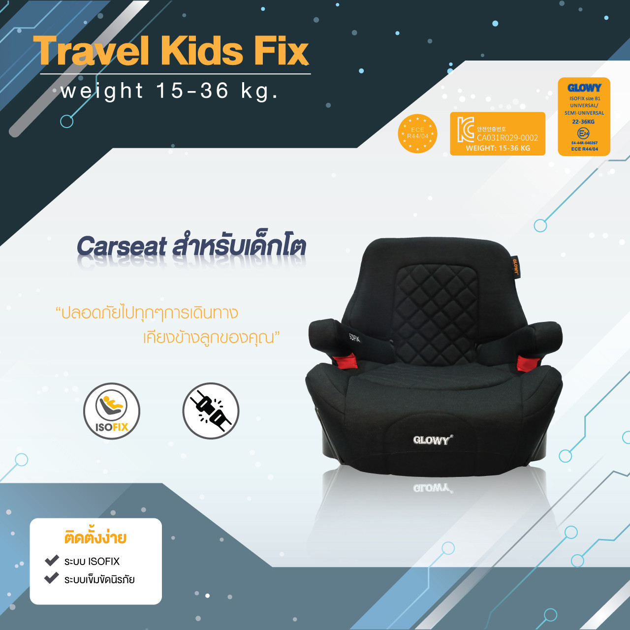 GLOWY Star คาร์ซีท บูสเตอร์ 2in1 carseat Booster isofix