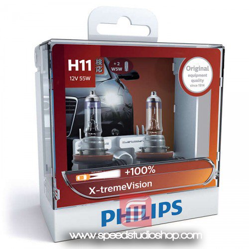 Philips หลอดไฟ H11 X-TREME VISION PLUS 100% 12V 60/55w