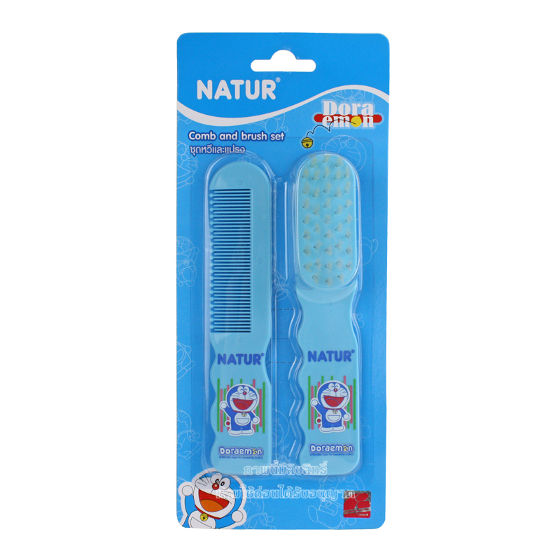 NATUR ชุดแปรงหวีผม สำหรับเด็ก ลายโดเรม่อน Comb and brush set