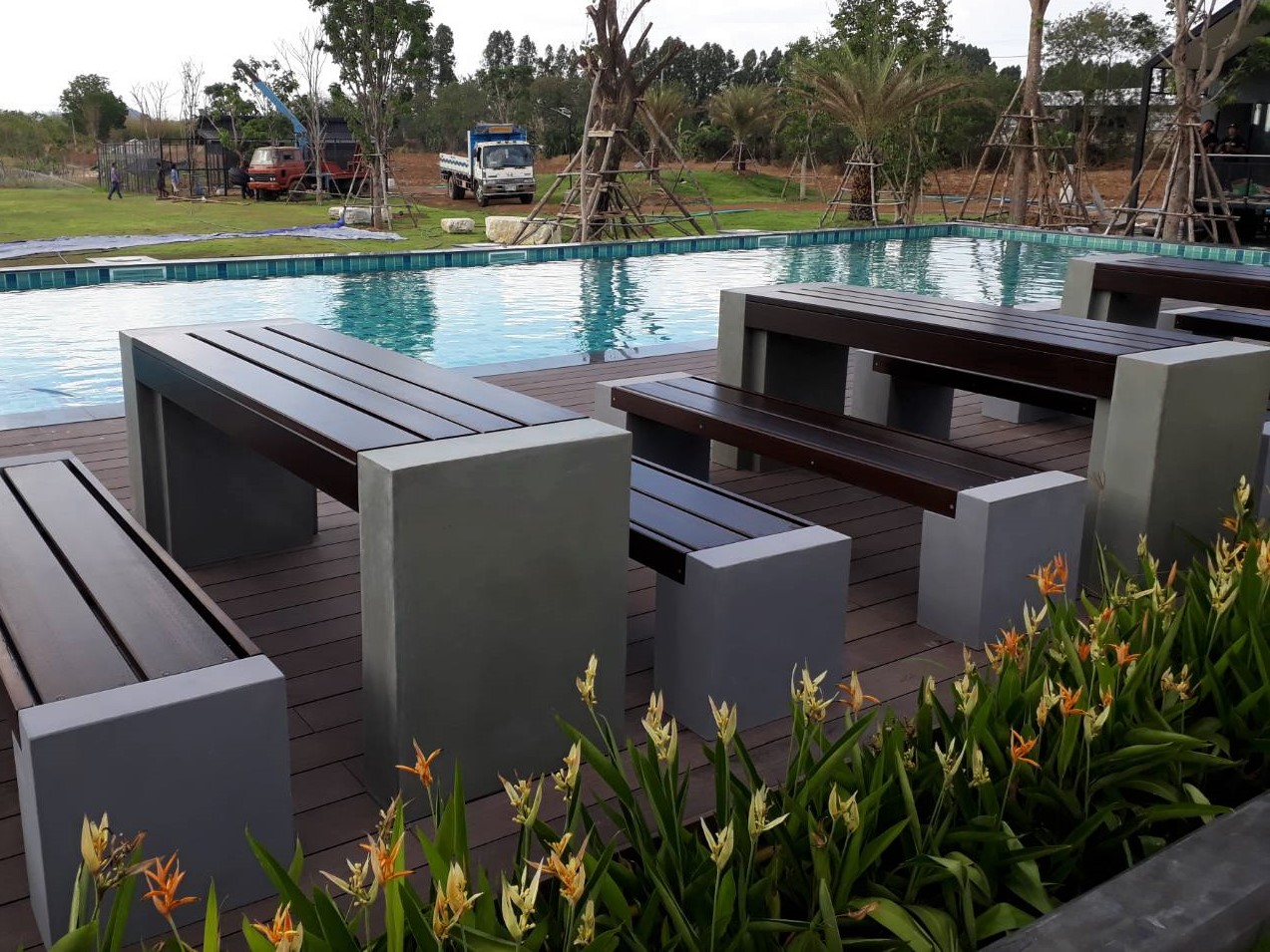 ชุดโต๊ะสนาม ยาวบล็อคไฟเบอร์ TABLESET-TBR-180