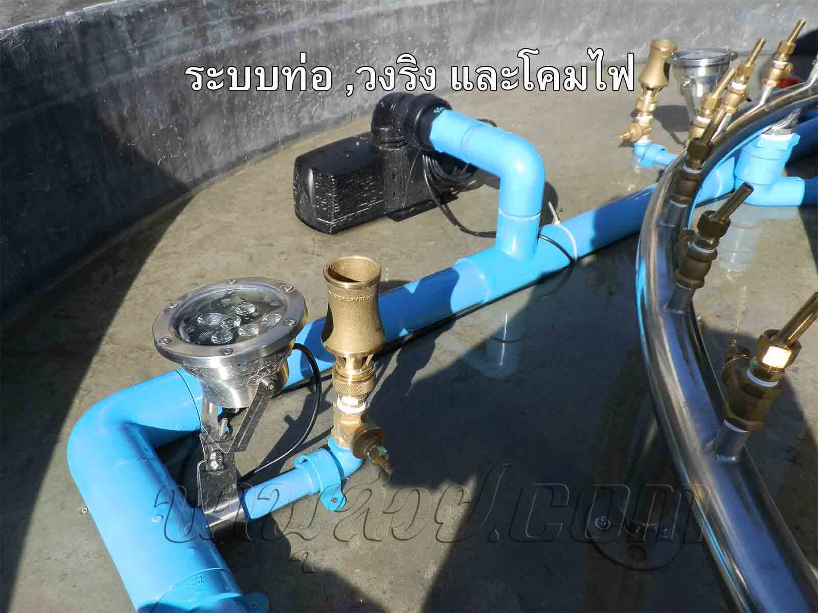 บ่อน้ำพุวงกลม 2 ชั้น พร้อมวง Ring และทรงต้นสน 8 หัว ที่ บ.ทีทีขนส่ง นครปฐม