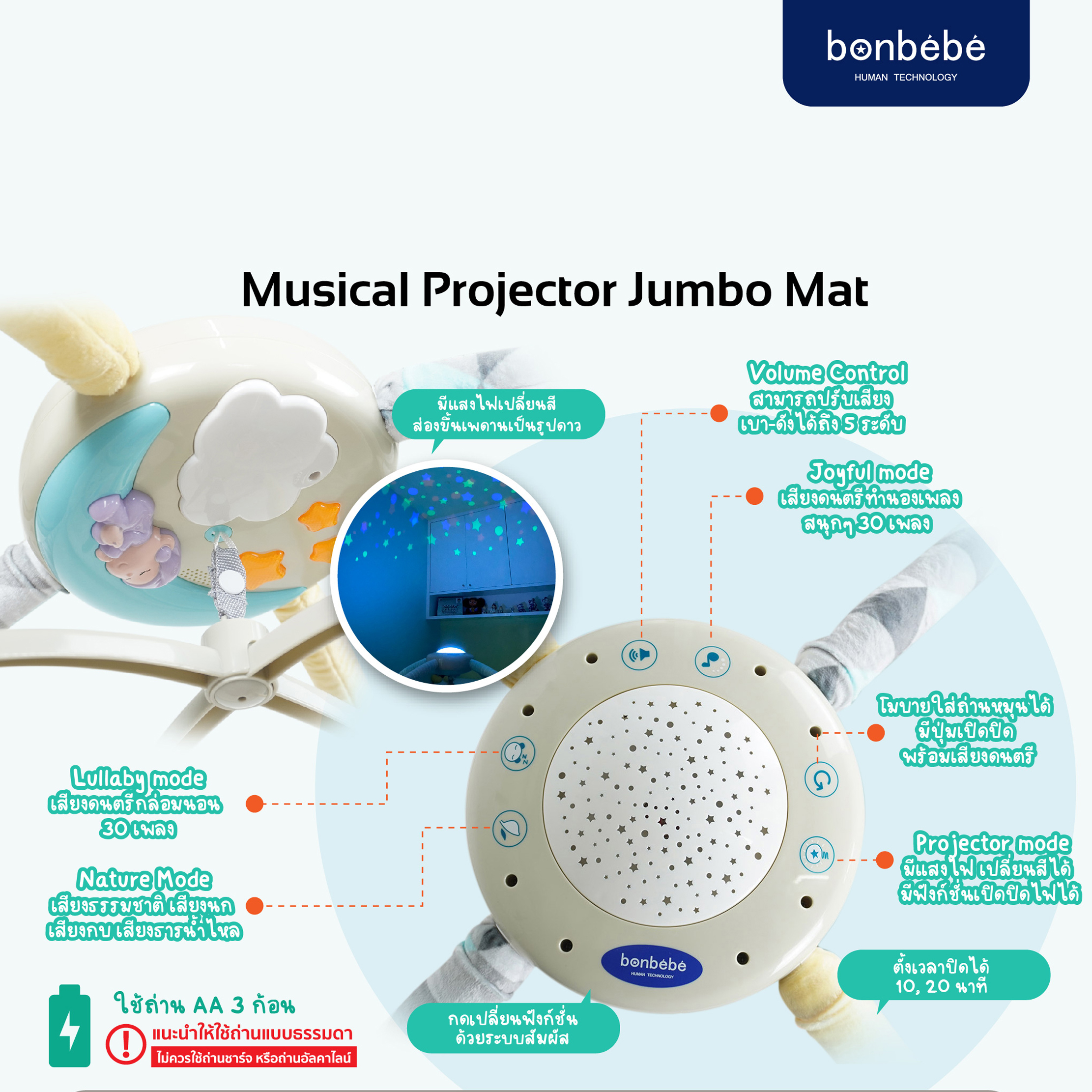 bonbebe Musical Projector Jumbo Mat Playgym