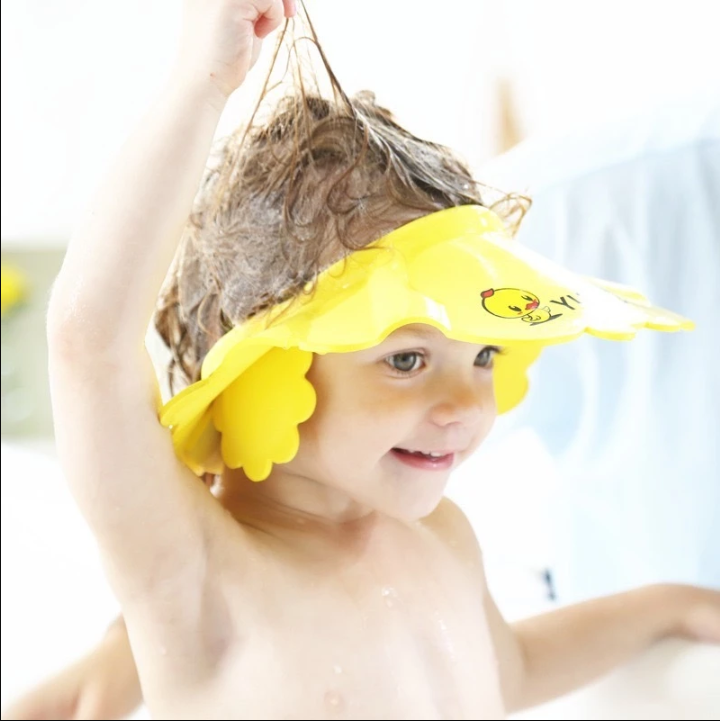 Haoh baby หมวกอาบน้ำ กันแชมพู แบบปรับขนาดได้ คละสี