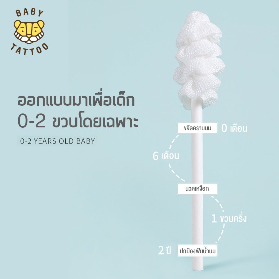 BABY TATTOO ผ้าก๊อซเช็ดลิ้น ทำความสะอาดช่องปาก 360 องศา