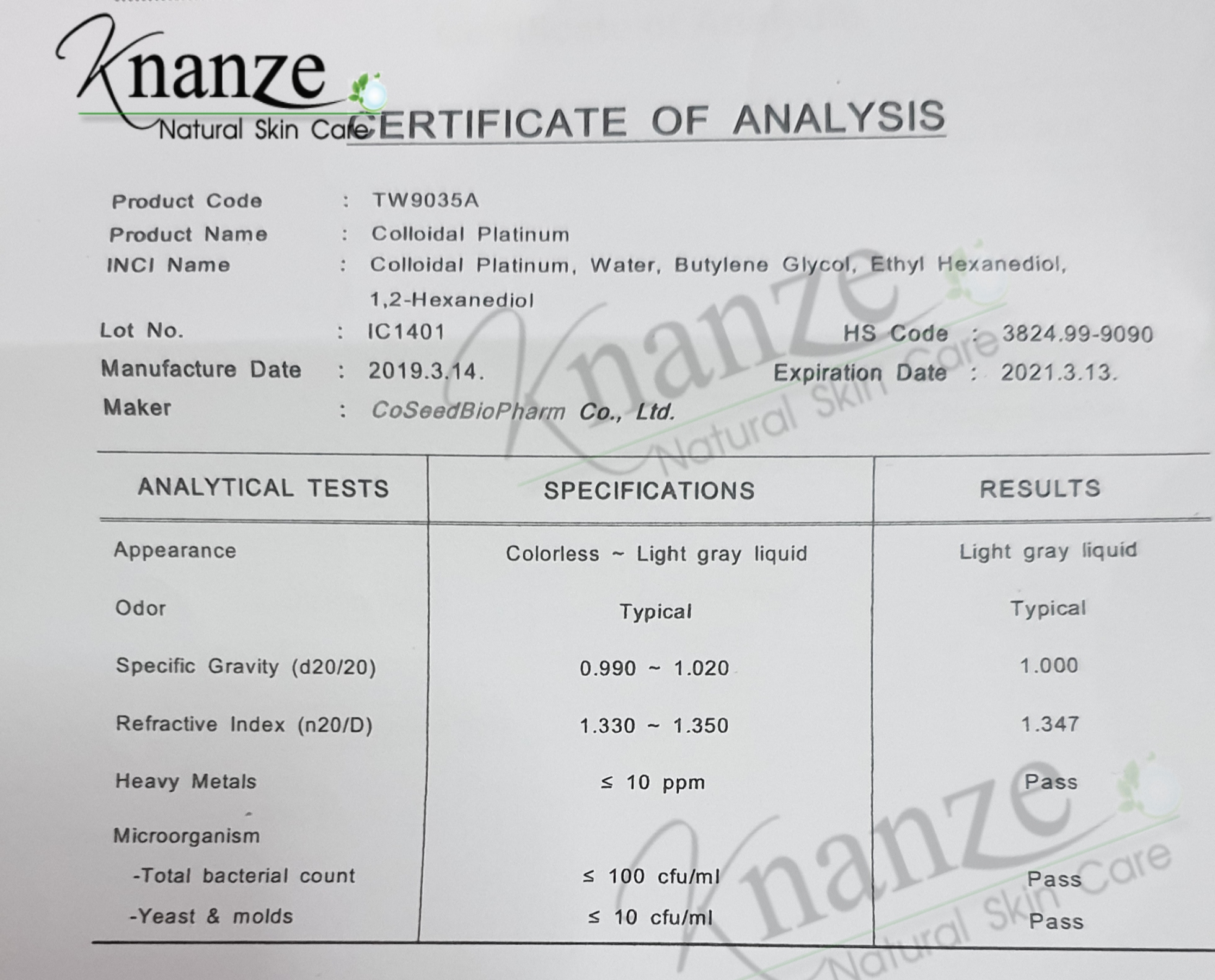 สารสกัดทองคำขาวColloidal Platinum 50g.