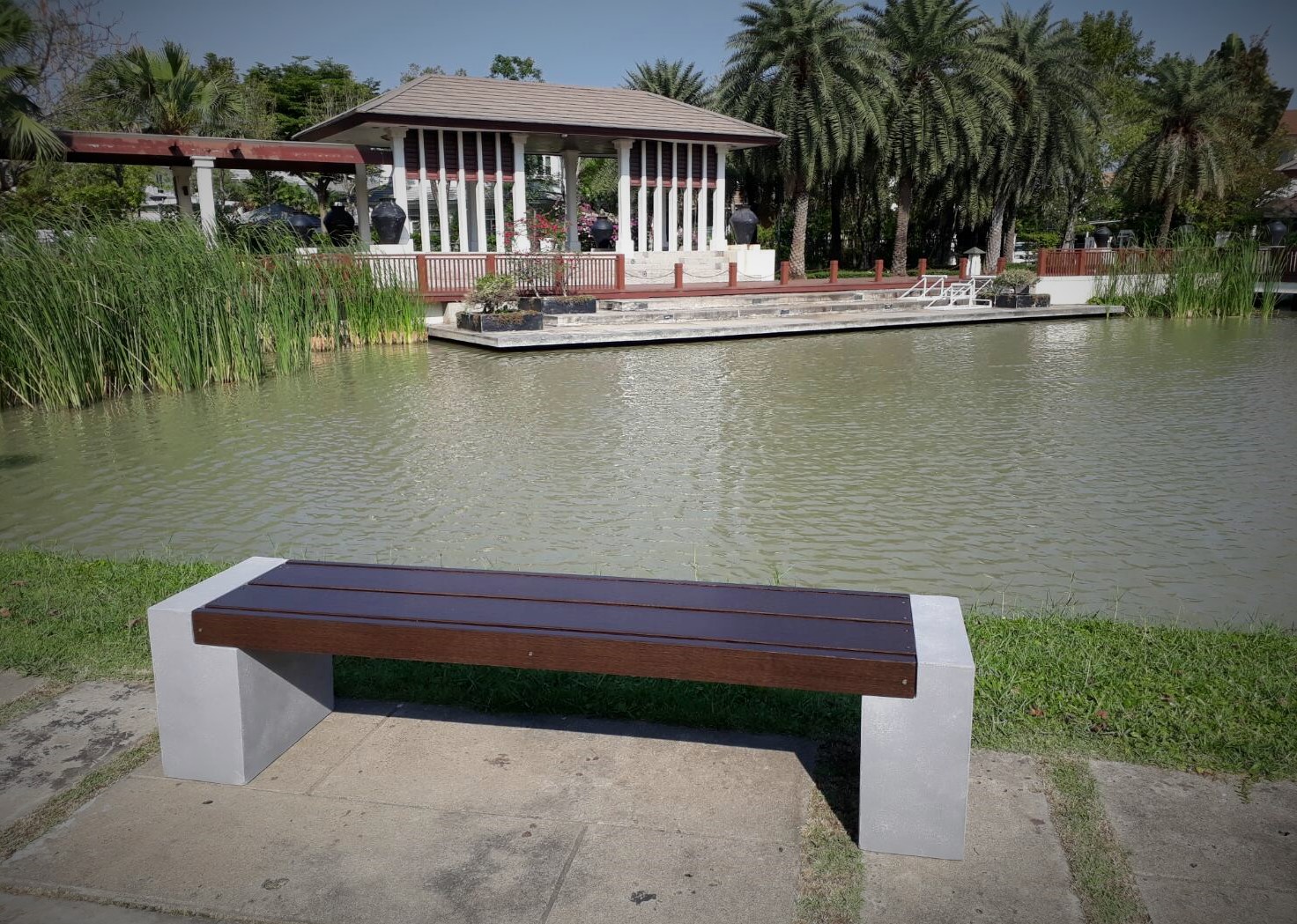 ม้านั่งสนาม บล็อคระแนงเรียบ ไม้ไฟเบอร์ซีเมนต์ BLK0201-170
