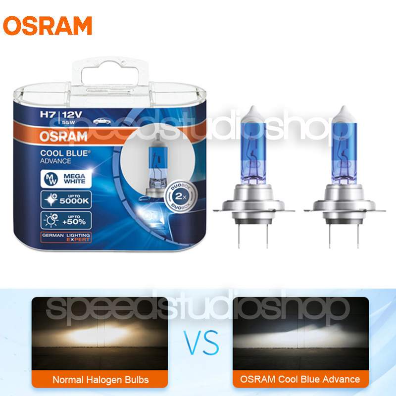 Osram หลอดไฟหน้า รถยนต์ H4 รุ่น Cool Blue Advance แสงขาว 5000K เพิ่มความสว่าง + 50%