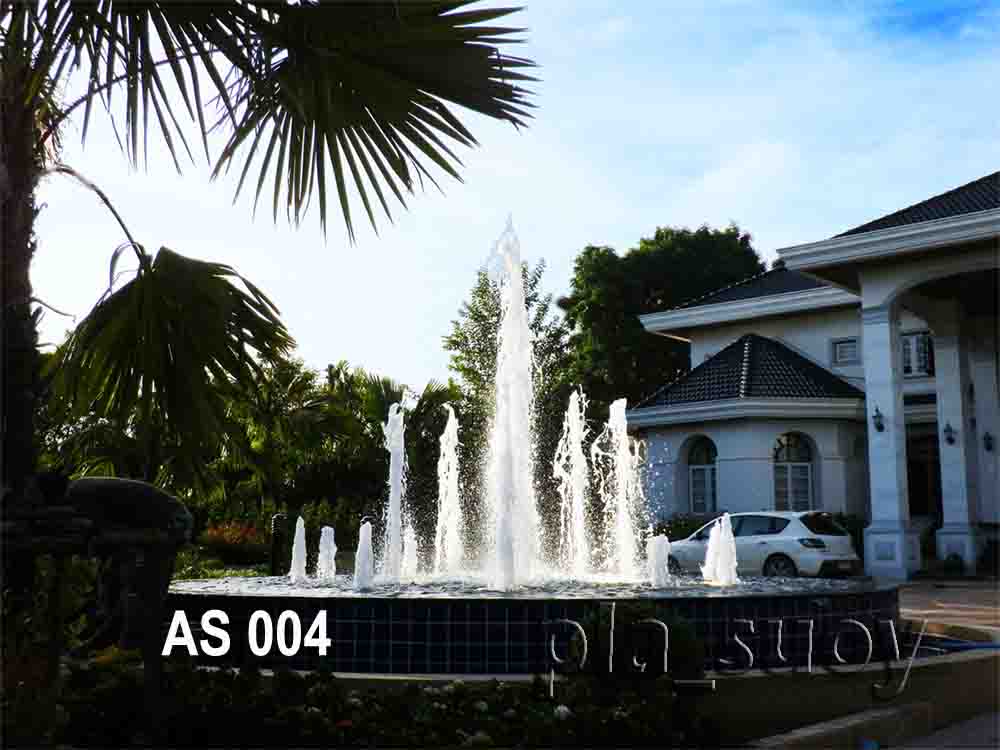 น้ำพุ ฮวงจุ้ย หน้าบ้าน คุณ อุษา บ่อน้ำพุวงกลม