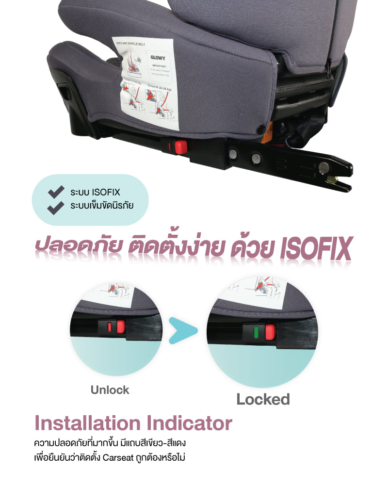 GLOWY Star คาร์ซีท บูสเตอร์ 2in1 carseat Booster isofix