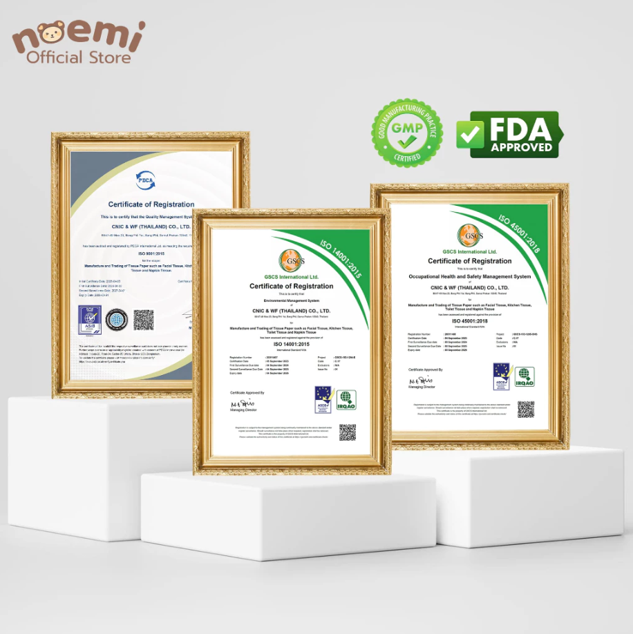 Noemi ทิชชู่เช็ดหน้าแบบแห้ง ผสมโลชั่น ใช้แล้วทิ้ง สำหรับเด็กทารก