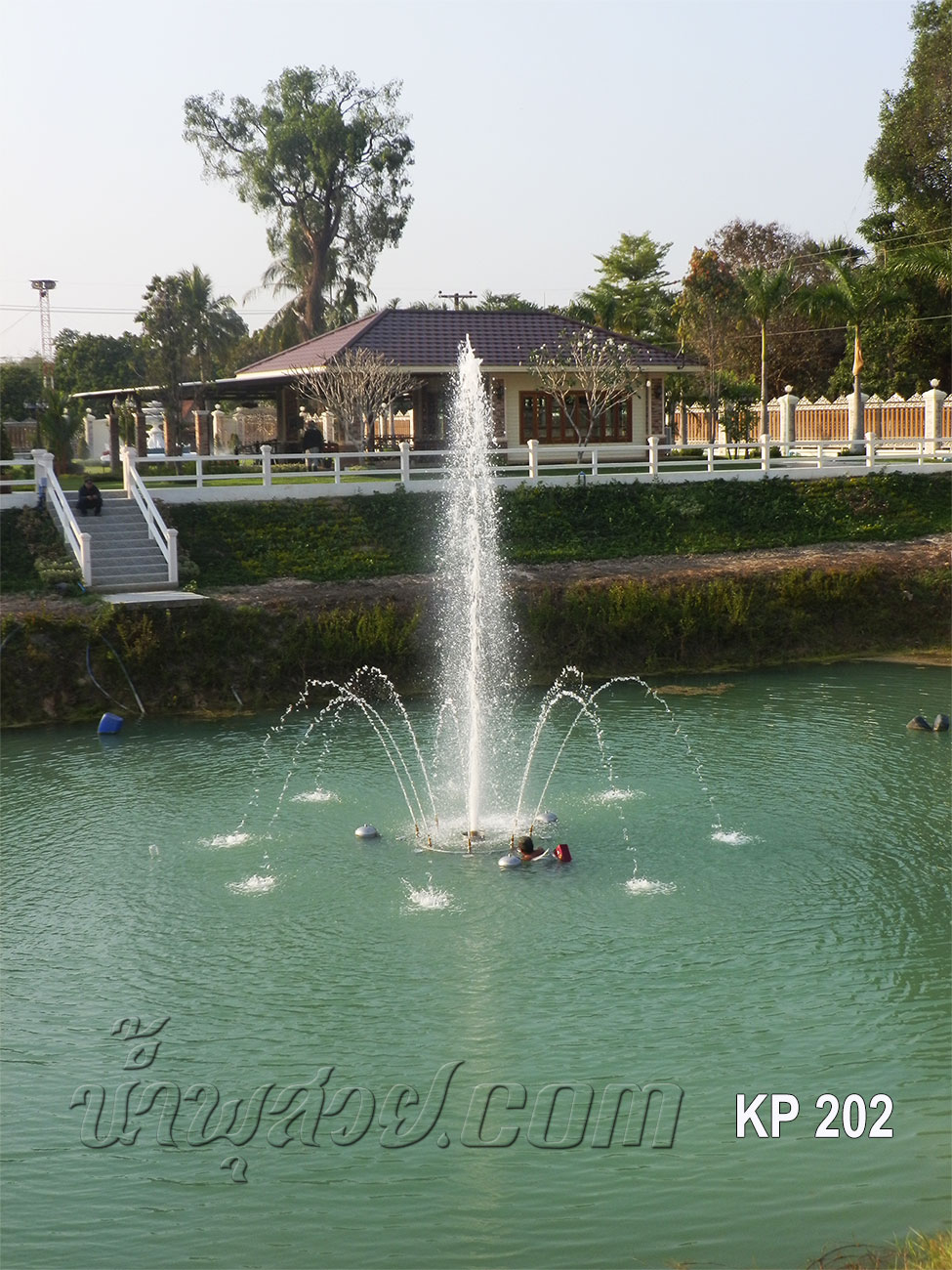 ชุดน้ำพุทุ่นลอย ดอกชบากลีบใหญ่ ที่ บ้านคุณเพ็ญรุ่ง ปราจีนบุรี