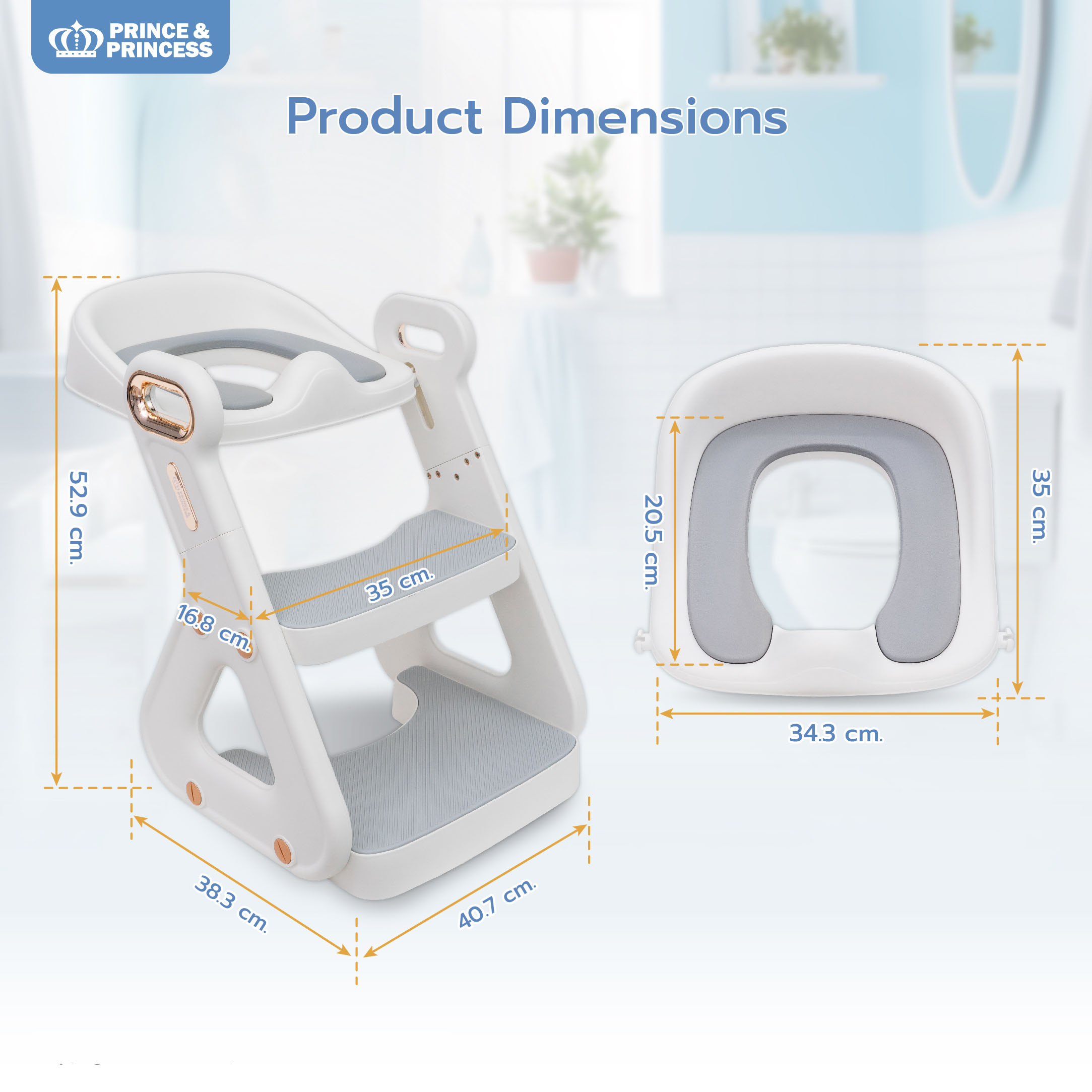 Prince & Princess บันไดชักโครกเด็ก 2in1 Baby Potty Ladder