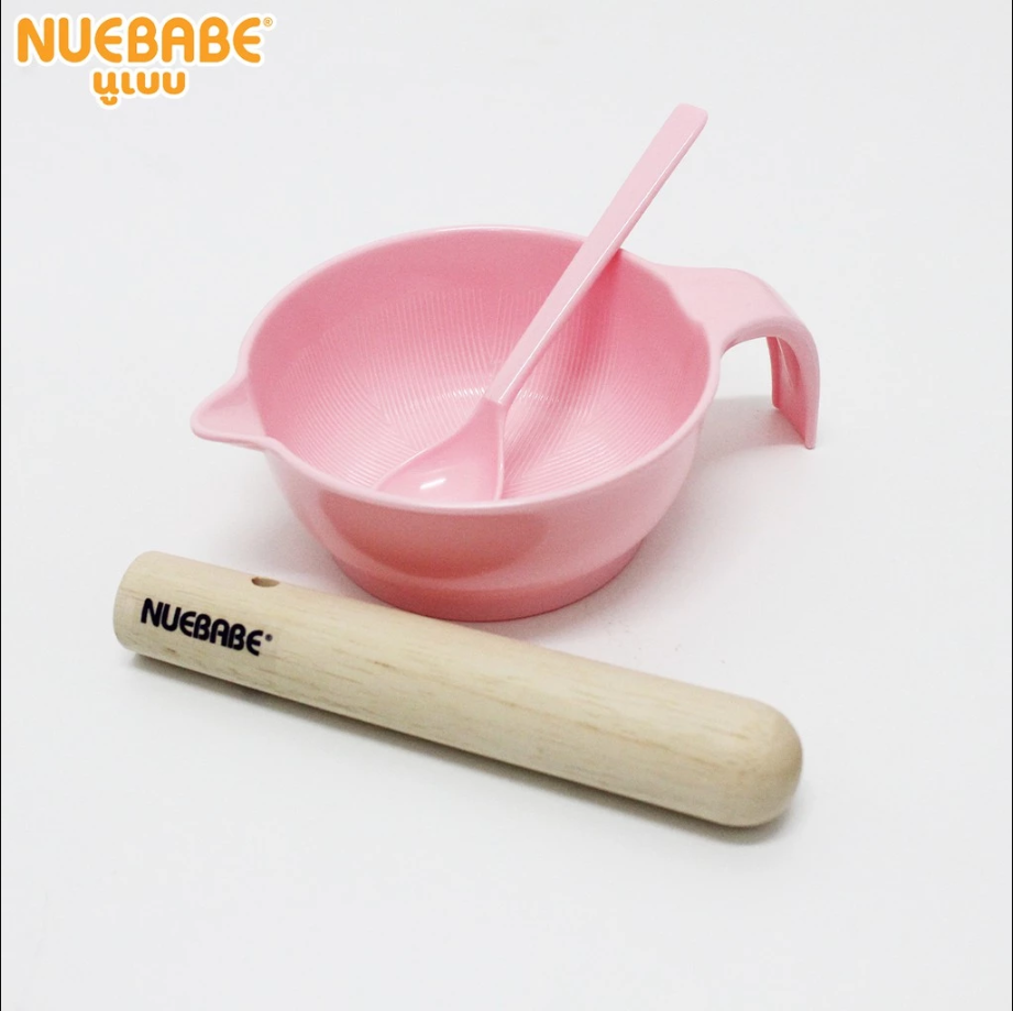 Nuebabe ชามบด อาหาร เมลามีน พร้อมช้อนและไม้บด