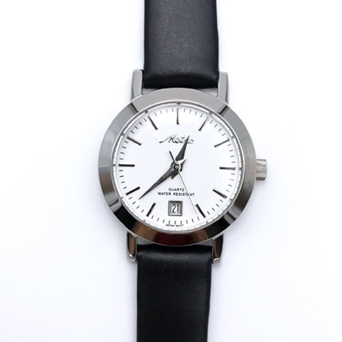 Metro นาฬิกาข้อมือผู้หญิงสายหนังดำ-หน้าปัดขาว รุ่น 20125L-W