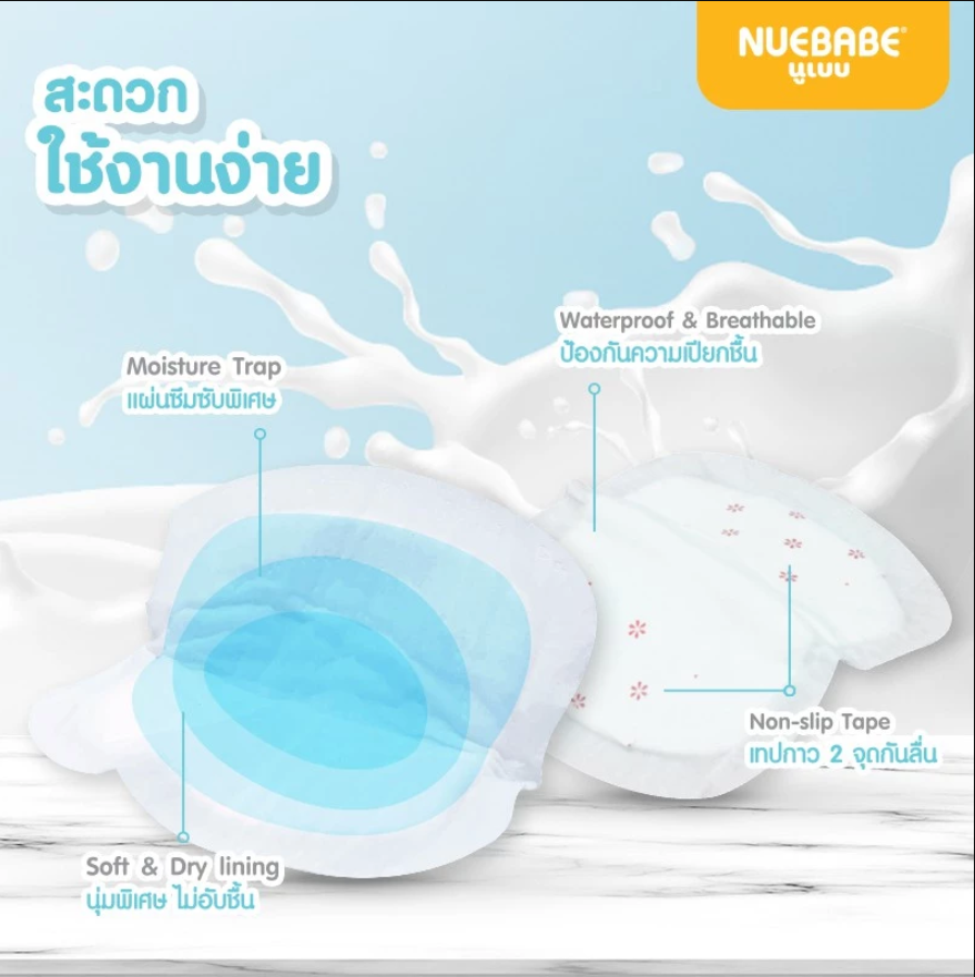 Nuebabe แผ่นซับน้ำนมแม่ Ultra Lock แห้งสบาย ไม่ไหลย้อนกลับ 1 กล่อง 20 ชิ้น