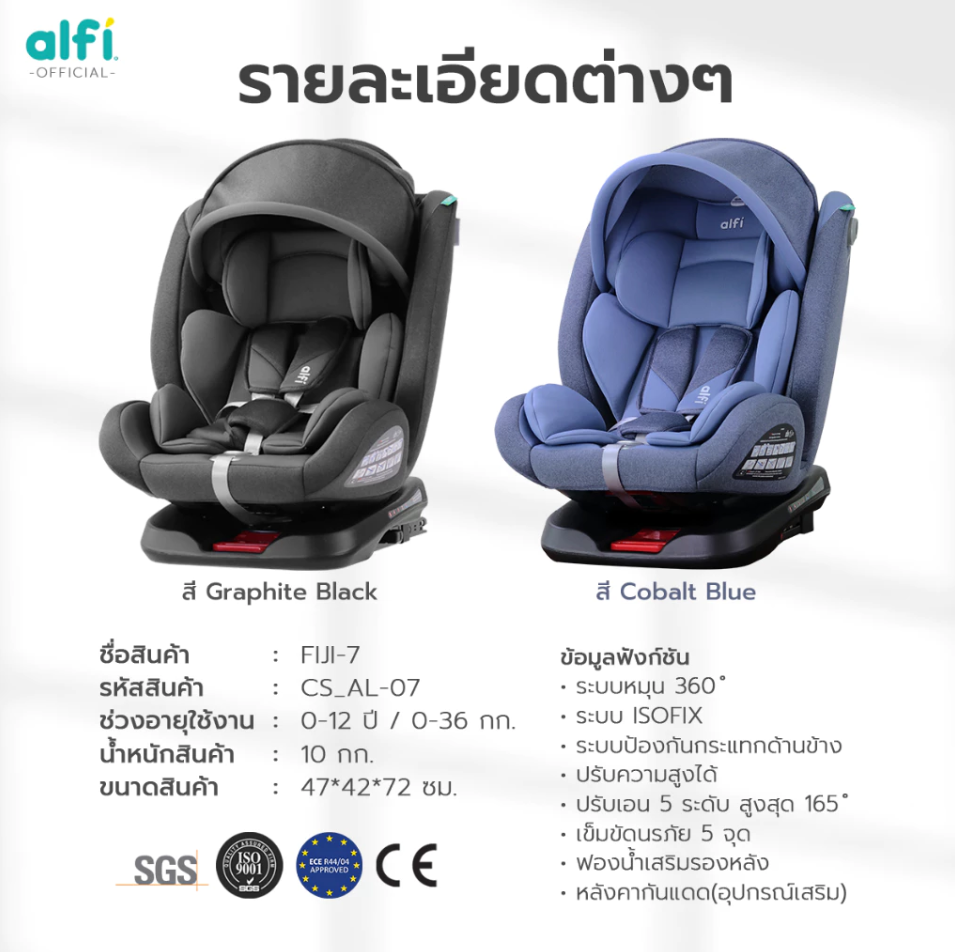 alfi คาร์ซีท รุ่น FIJI-7 เเรกเกิด-12 ปี หมุนได้ 360 องศา