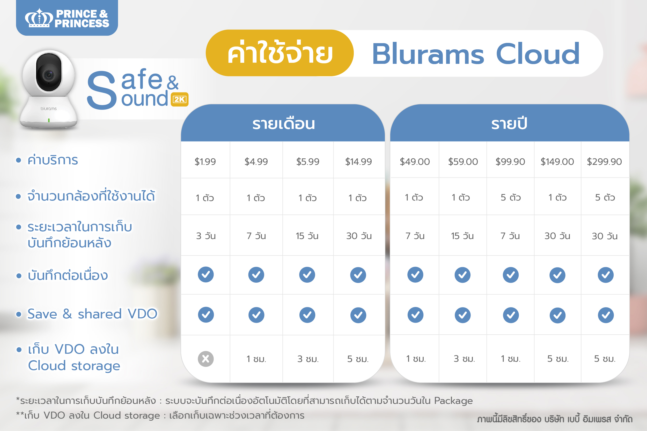 Prince & Princess เบบี้มอนิเตอร์ Baby Monitor รุ่น Safe & Sound 2K
