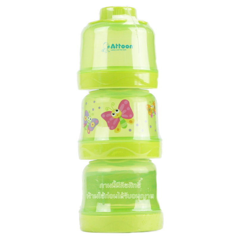 Attoon ที่แบ่งนมผง กระปุกแบ่งนมผง 3 ชั้น ถอดแยกได้ [คละลาย]