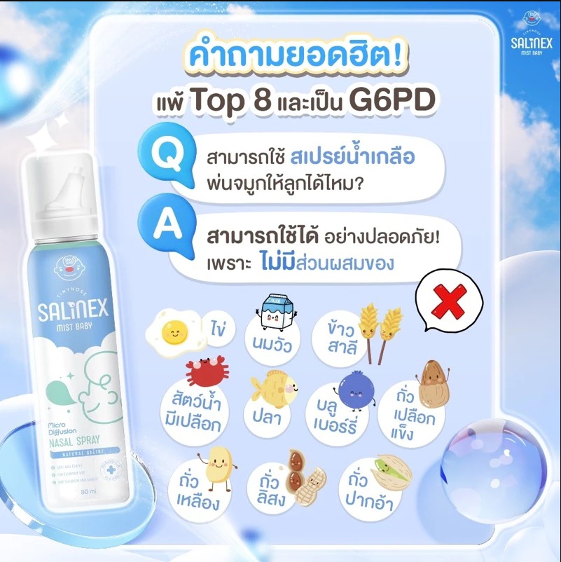 Tiny Nose Salinex Mist Baby สเปรย์พ่นจมูก สำหรับเด็ก 80 ml.