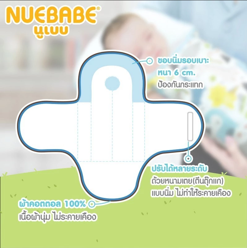 Nuebabe ผ้าห่อตัวเบาะอุ้มเด็ก คอตตอน Cotton 100%