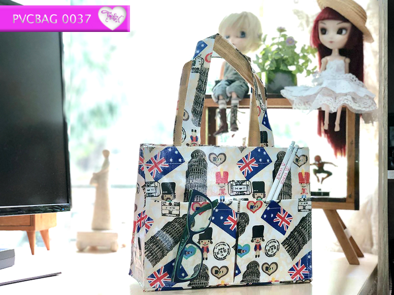 กระเป๋าผ้าเคลือบ PVC กันน้ำ ใส่เอกสาร (A5)ครีม.หอเอนเมืองปิซ่า