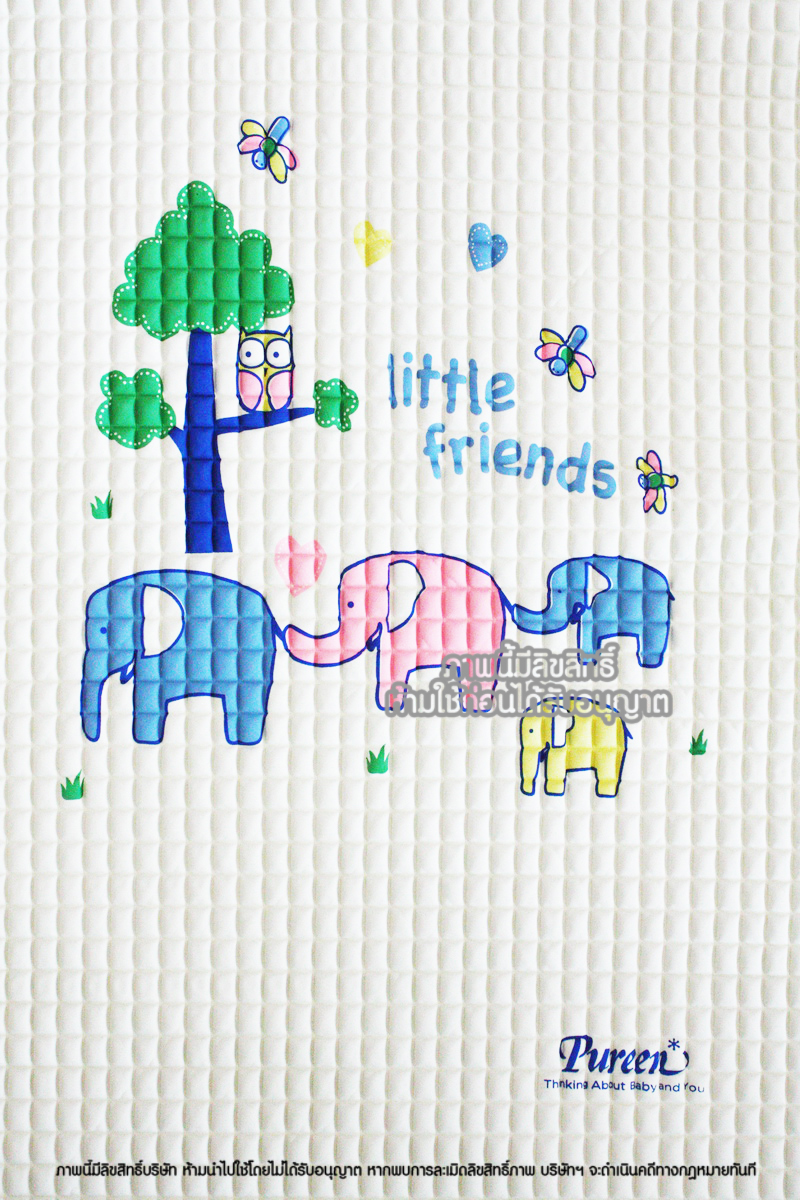 Pureen แผ่นยางธรรมชาติ รองนอน ลายตาราง แบบปุ่มลม Air Filled Rubber Cot Sheet [Size S] [45x60 ซม]