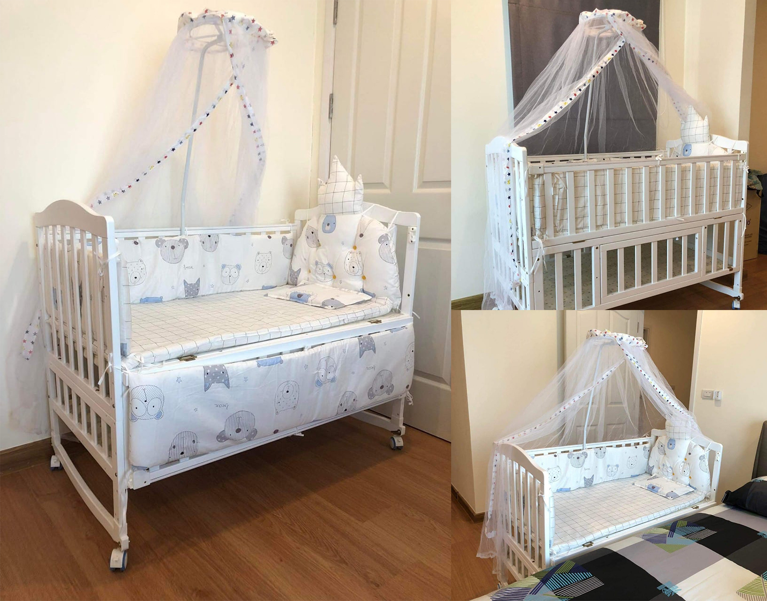 Bebeplay เตียงไม้ สำหรับเด็ก 7in1 สีขาว