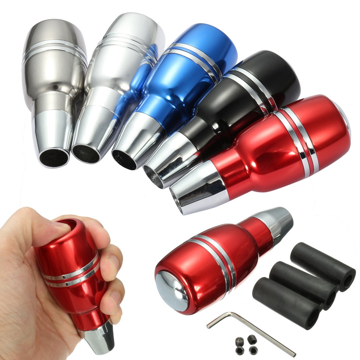 Speed Studio หัวเกียร์momo aluminium อลูมิเนียม ทรงกระบอก มีปุ่มกดด้านบน ใส่ได้ทั้ง เกียร์ออโต้แบบขั้นบันได และเกียร์ธรรมดา เกียร์กระปุก