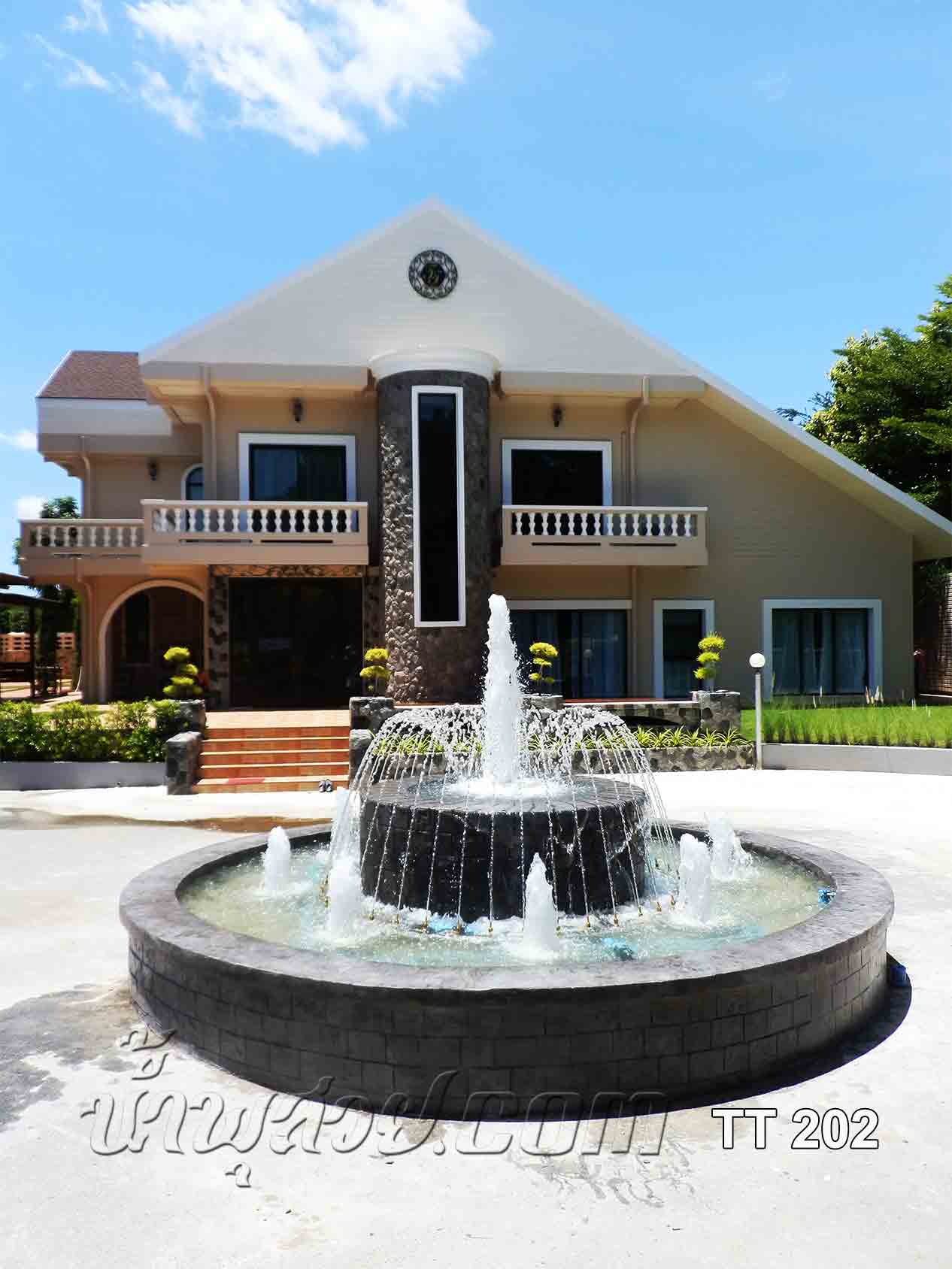 บ่อน้ำพุวงกลม 2 ชั้น พร้อมวง Ring และทรงต้นสน 8 หัว ที่ บ.ทีทีขนส่ง นครปฐม