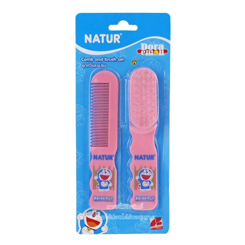 NATUR ชุดแปรงหวีผม สำหรับเด็ก ลายโดเรม่อน Comb and brush set