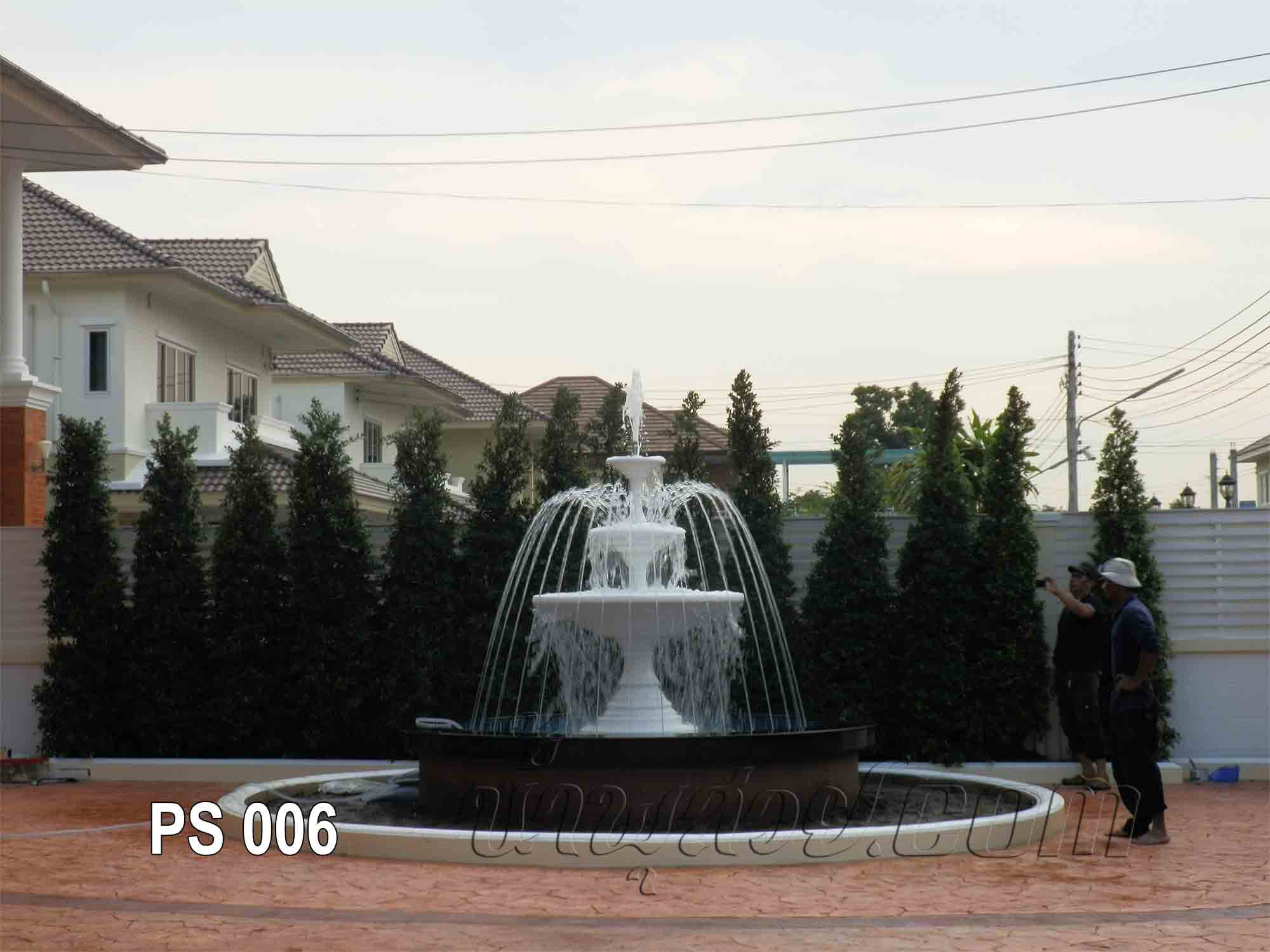 บ่อน้ำพุวงกลม พาน 3 ชั้นที่บ้าน พ.อ.สุนทร บ.ประชาสิริ 2