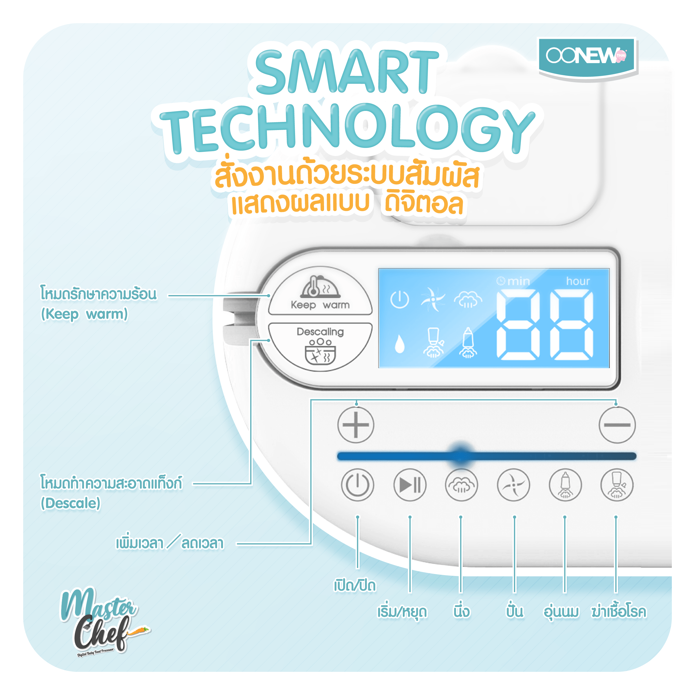 OONEW เครื่องปั่นพร้อมนึ่งอาหาร เครื่องปั่นอาหาร สำหรับเด็ก รุ่น masterchef
