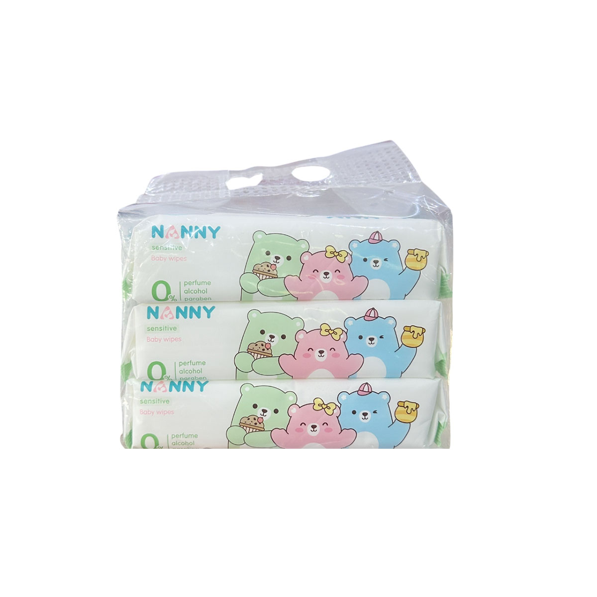 Nanny แนนนี่ เบบี้ไวพ์ กระดาษทิชชู่เปียก 60แผ่น 3ห่อ