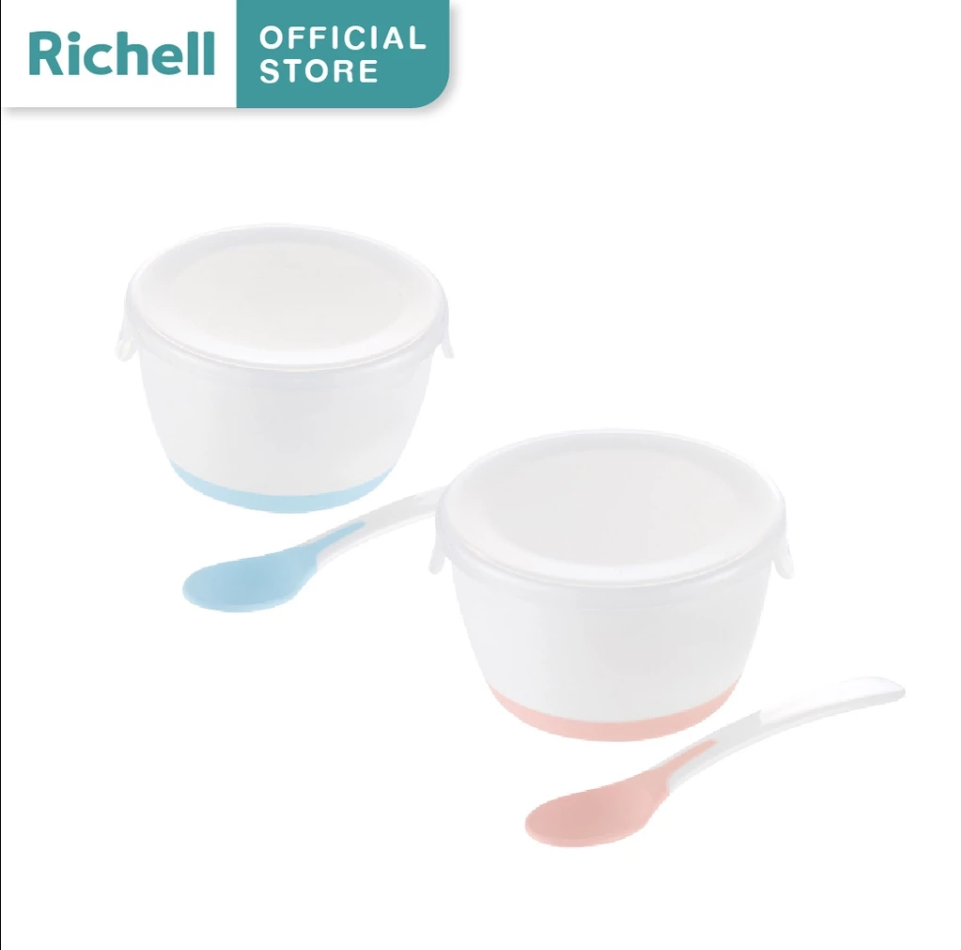 Richell ริเชล ชุดชามป้อนอาหารเด็ก พร้อมช้อนปลายนิ่ม สำหรับเด็ก