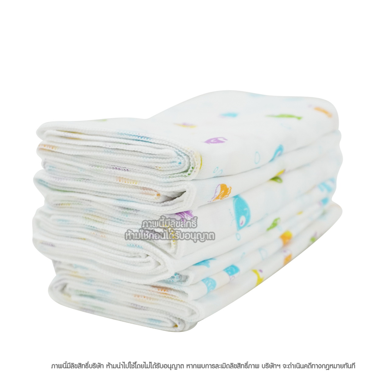 NES'S [6ผืน] [27x27นิ้ว] [ลายปลาหลากสี] ผ้าอ้อมสาลู สำหรับเด็ก