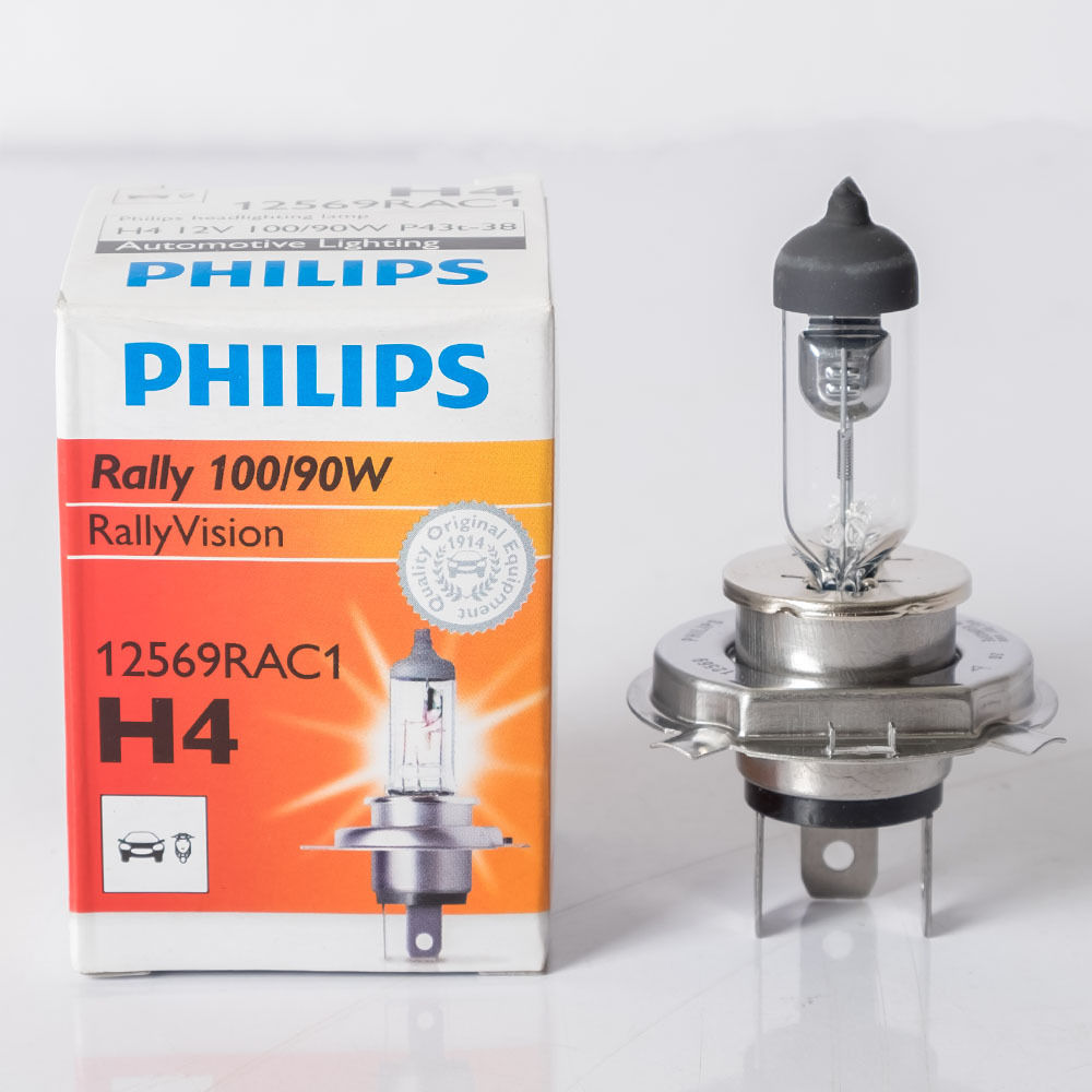 Philips หลอดไฟหน้า หลอดไฟรถยนต์ ไฟหน้า H4 100/90W 12V 1คู่