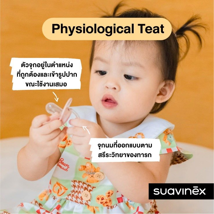 Suavinex จุกหลอกเด็ก สายคล้อง กล่องใส่จุกหลอก รูปทรงมีความสมดุล ใช้ได้ตั้งแต่แรกเกิด