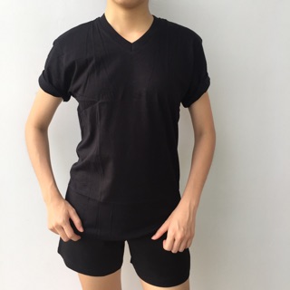 เสื้อยึดตราห่านคู่ คอวีสีดำ 34 - 36 - 38