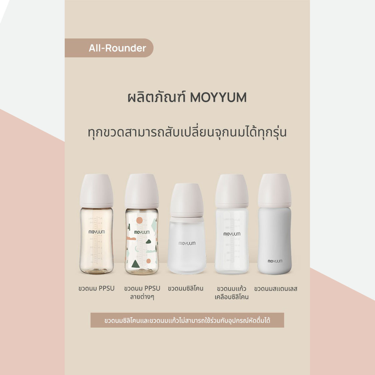Moyuum ขวดนมซิลิโคน ขวดแก้วเคลือบซิลิโคน โมยูมขวดนมซิลิโคน พร้อมจุก By Lillymann