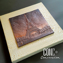 กรอบลอยตกแต่งบ้าน ชุด Antique Europe ลายหอไอเฟลสีทองแดงกรอบครีม