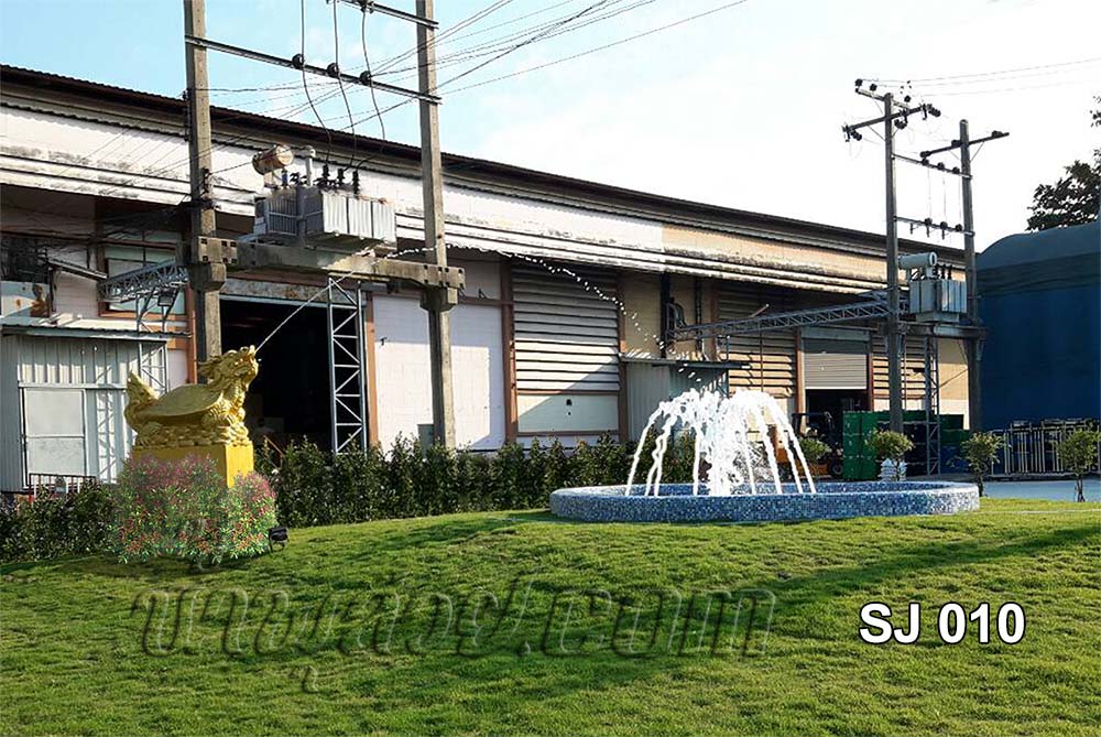 บ่อน้ำพุประติมากรรมเต่ามังกร ที่บ.สหเจริญ บางพลี