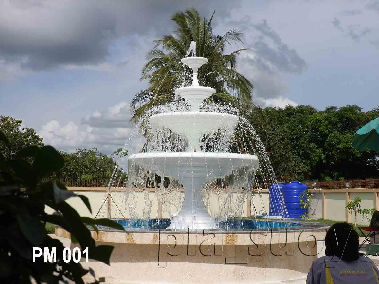 น้ำพุ ฮวงจุ้ย หน้าบ้าน คุณ สุรศักดิ์ เจ้าของ Polo Maker ที่ กาญจนบุรี