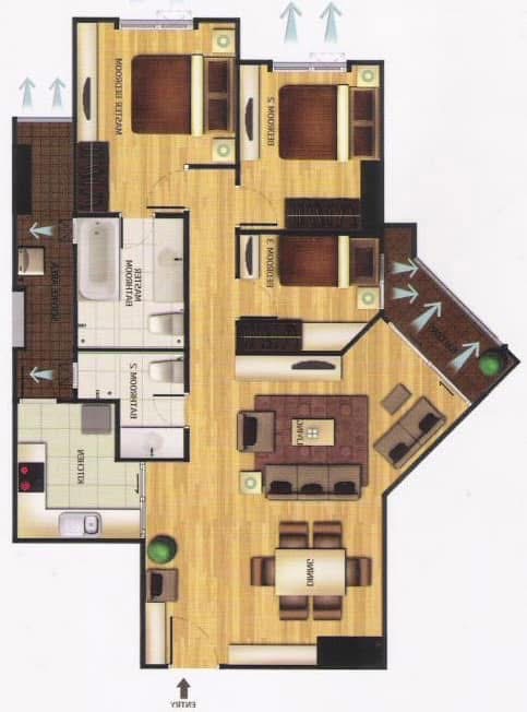 คอนโด ให้เช่า คอนโด เบ็ล แกรนด์ พระราม 9 ตึก A1 พื้นที่ 102 ตรม. วิวเมือง, MRT พระราม 9, 3 ห้องนอน. เช่า 55,000 บาท/เดือน