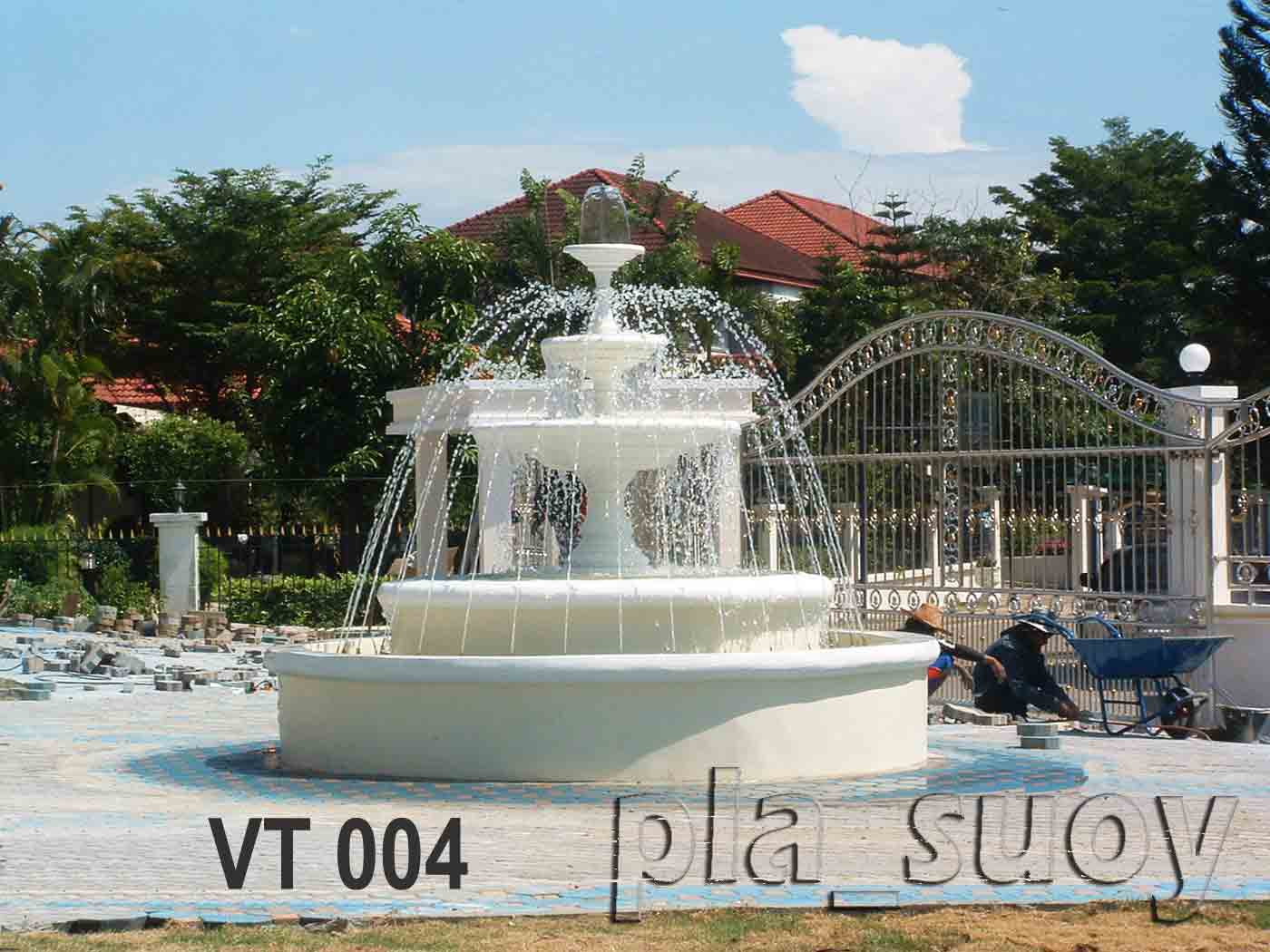 บ่อน้ำพุวงกลม ทรงพานน้ำพุ 3 ชั้น บ้านคุณวิเทพ