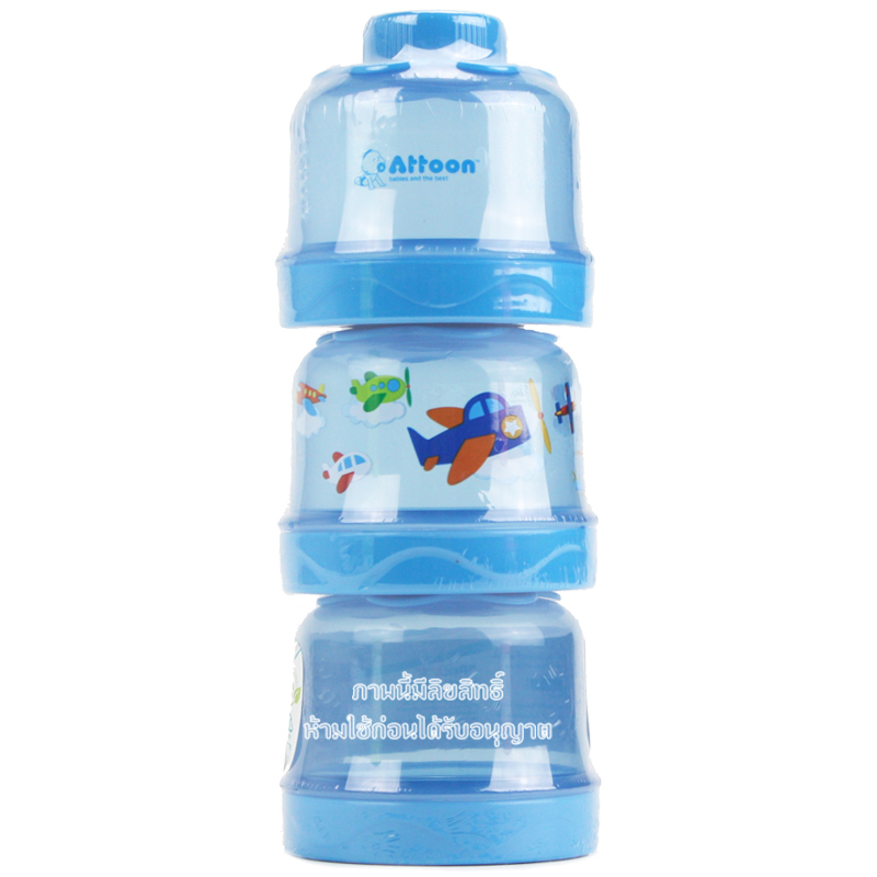 Attoon ที่แบ่งนมผง กระปุกแบ่งนมผง 3 ชั้น ถอดแยกได้ [คละลาย]