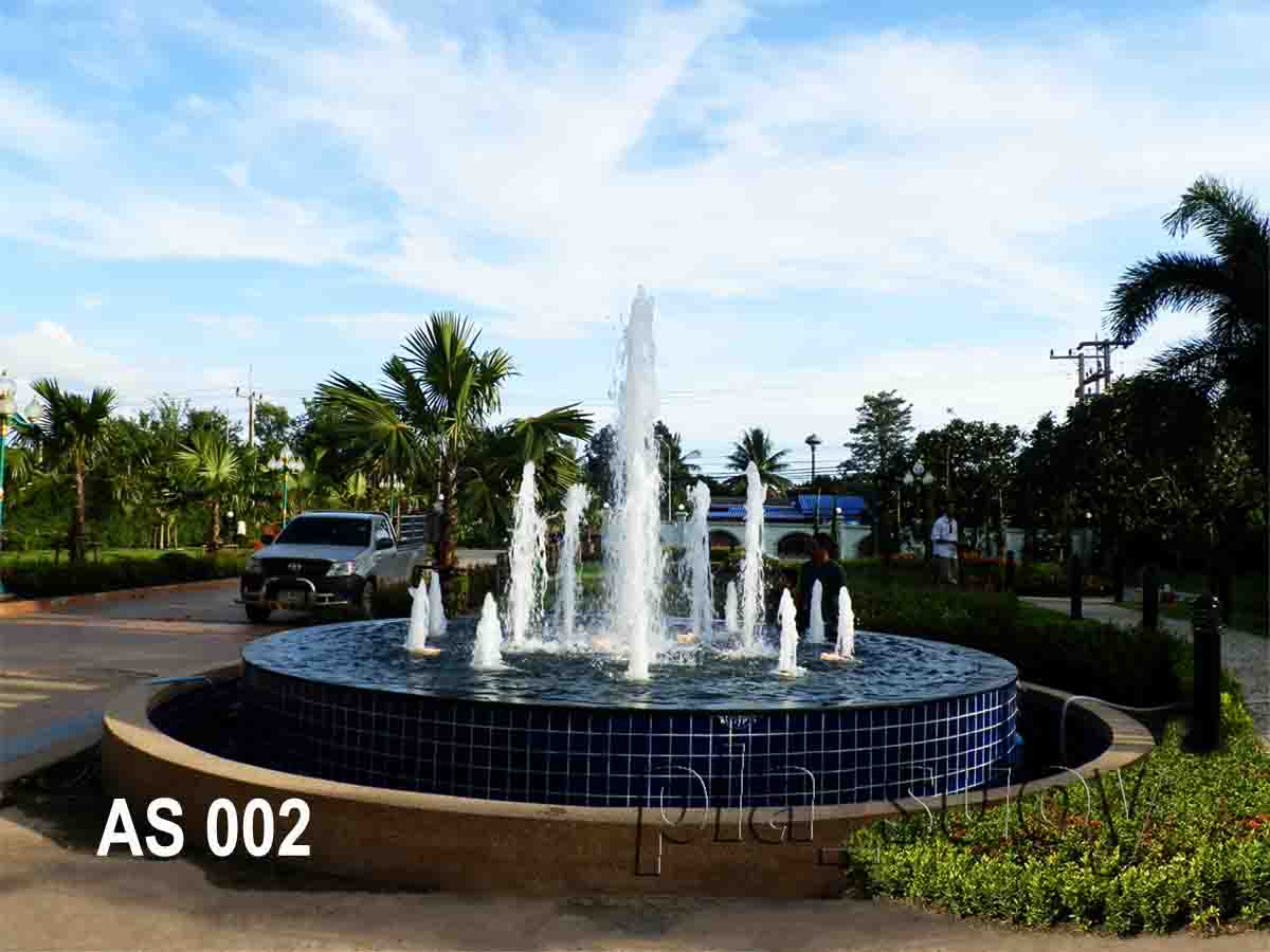 น้ำพุ ฮวงจุ้ย หน้าบ้าน คุณ อุษา บ่อน้ำพุวงกลม