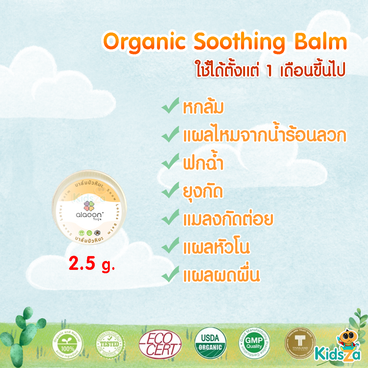 aiaoon ไออุ่น บาล์มบัวหิมะ สำหรับเด็ก 2.5g