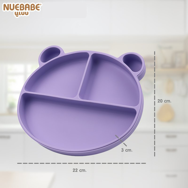 Nuebabe ช้อนส้อม จานทานข้าว ซิลิโคน ทานอาหาร สำหรับเด็ก คละสี