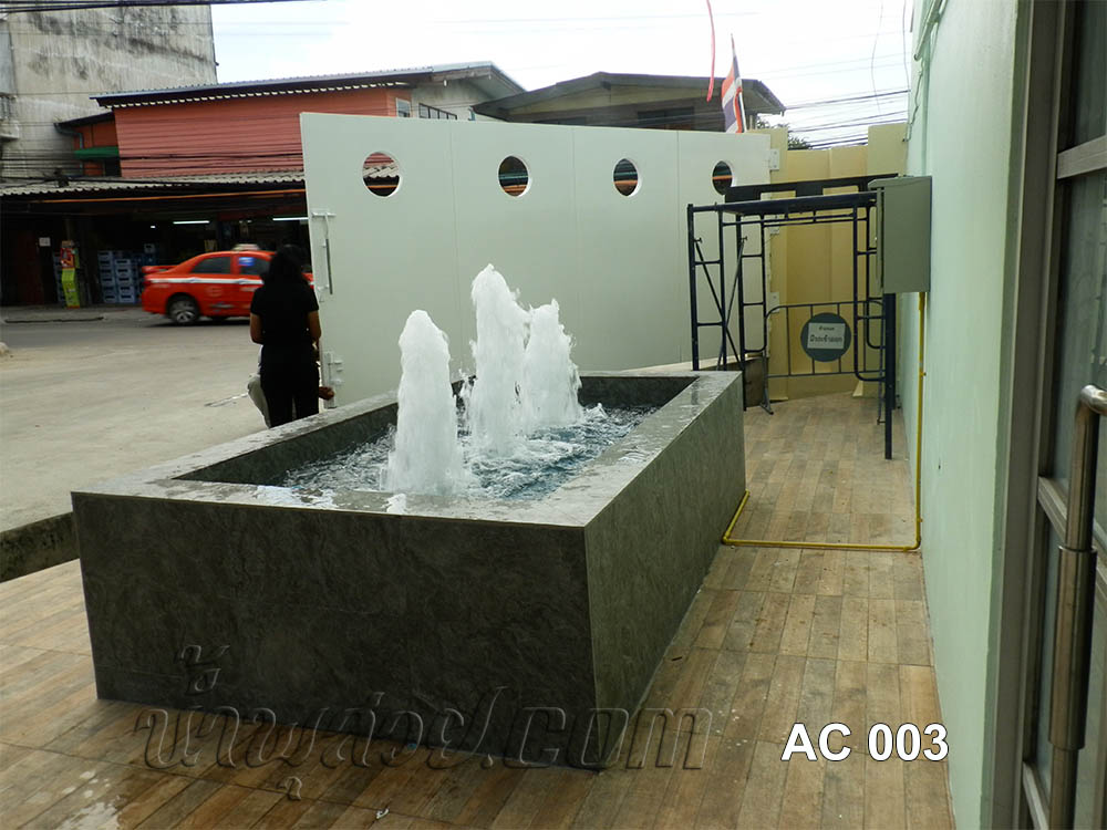 บ่อน้ำพุสี่เหลี่ยม ทรงต้นสน 3 หัว ที่ บ.ซีแอร์คอนเทค จำกัด