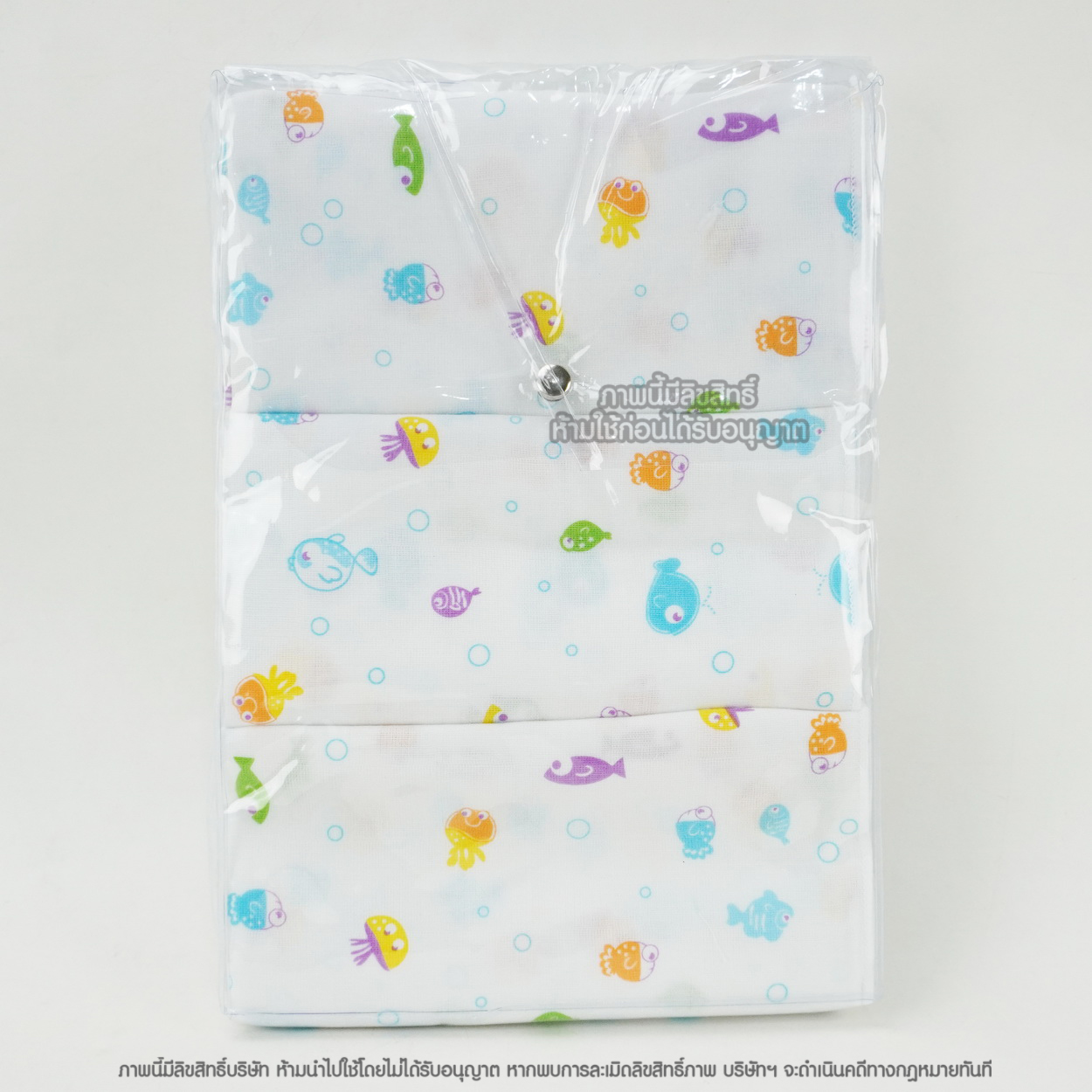 NES'S [6ผืน] [27x27นิ้ว] [ลายปลาหลากสี] ผ้าอ้อมสาลู สำหรับเด็ก